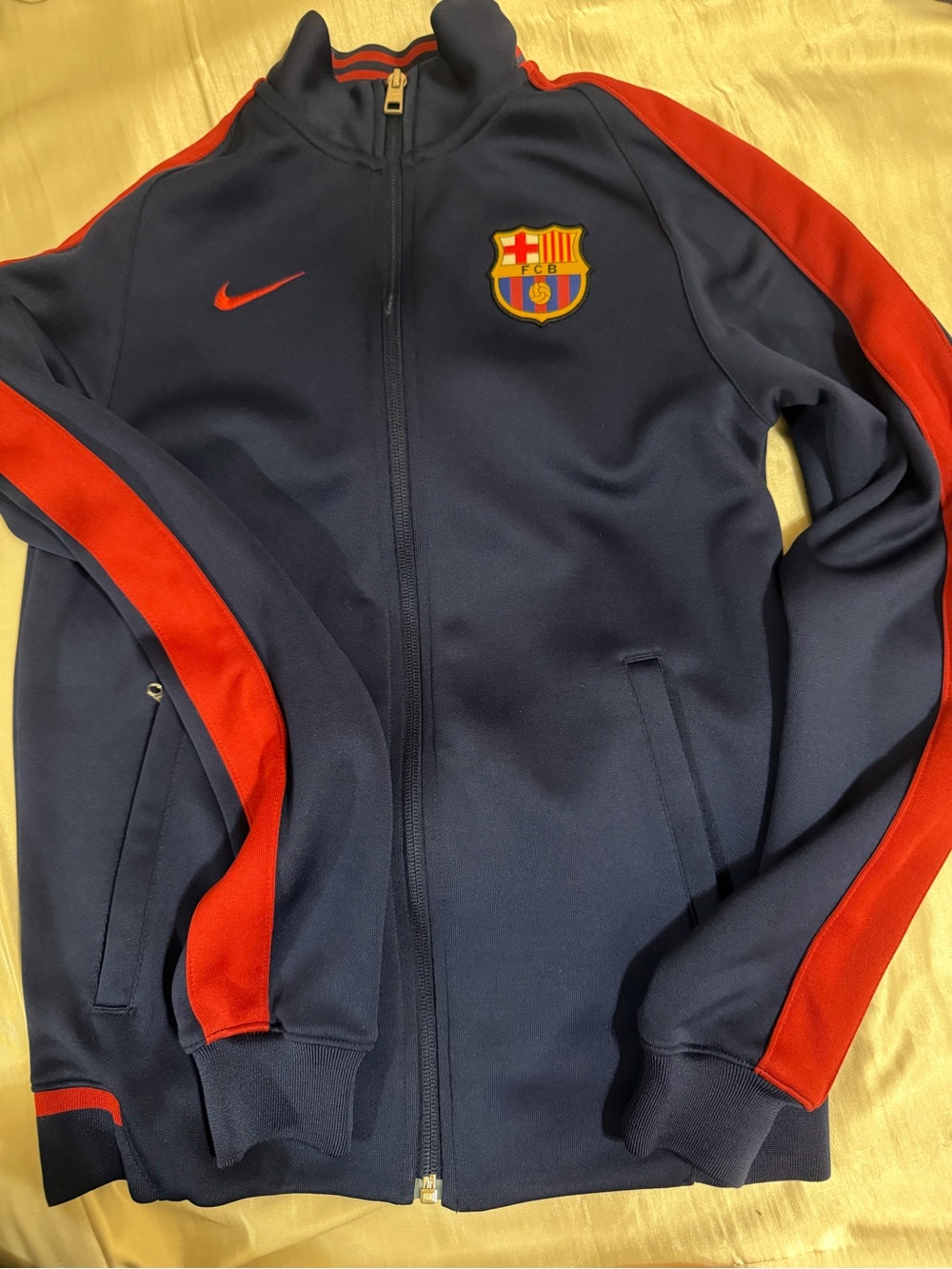Nike Navy Jacket with Red Stripes and FC Barcelona Crest